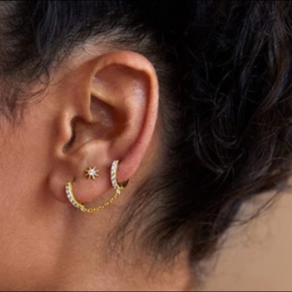 14K Gold Chain Earrings - Picture 2 of 3